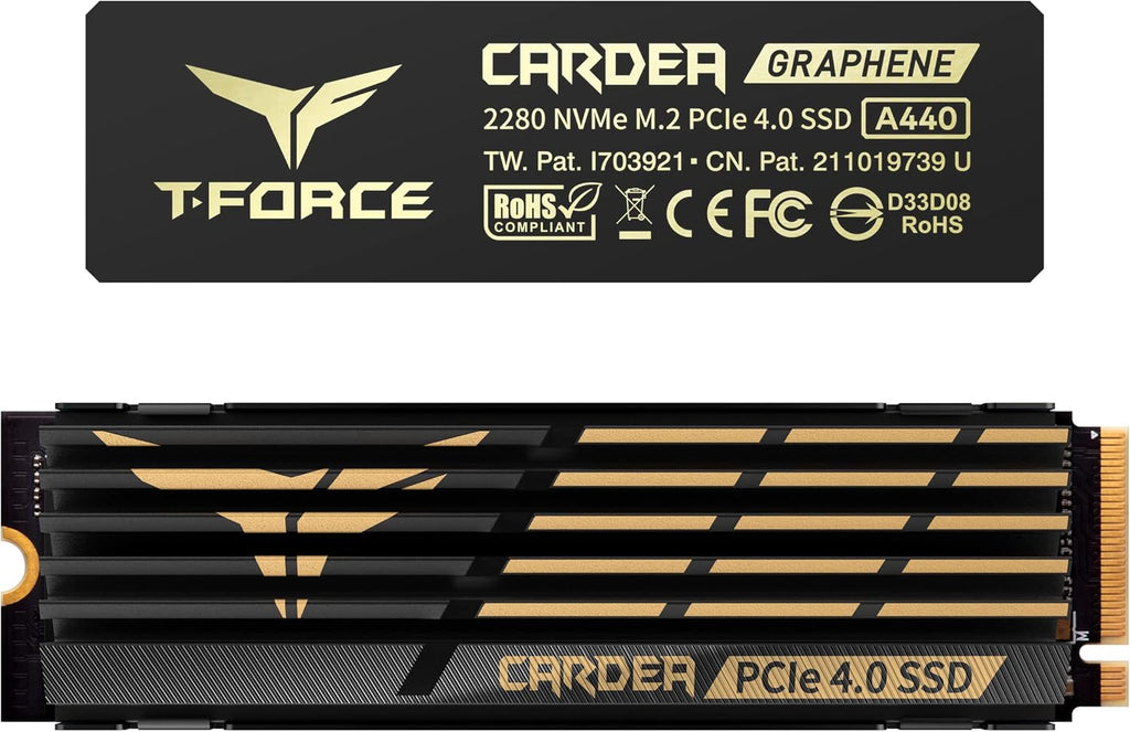 T-FORCE A440 Aluminum Heatsink 2TB DRAM SLC Cache 3D NAND TLC Nvme Pcie Gen4X4 M.2 2280 Internal SSD R/W 7000/6900 Mb/S TM8FPZ002T0C327