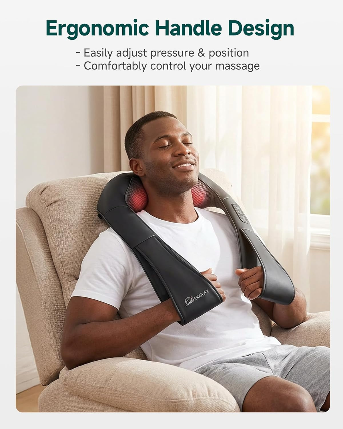 Shiatsu Neck and Shoulder Massager - Back Massager with Heat, Deep Kneading Electric Massage Pillow for Neck, Back, Shoulder,Foot,Body