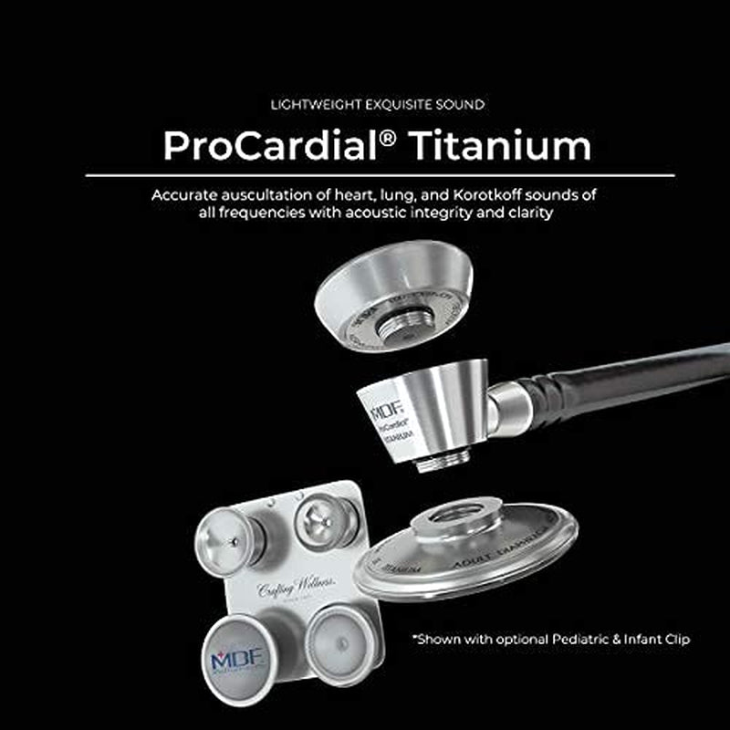Turquoise Rose Gold Procardial Cardiology Stethoscope, Lightweight Titanium, Adult, Dual Head, Turquoise Tube, Rose Gold Chestpiece-Headset, MDF797TTQRG