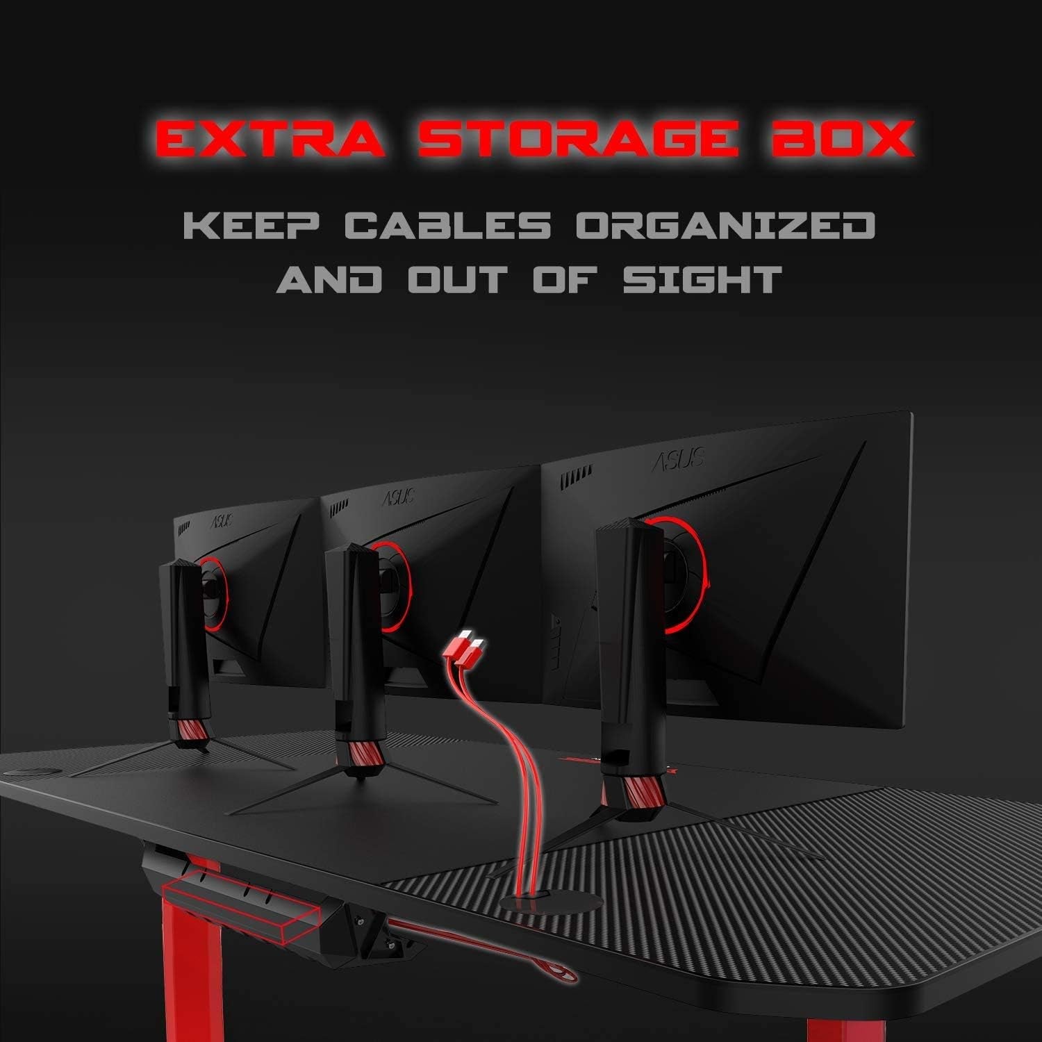 Gaming Desk 63 Inch, Ergonomic Gamer Computer Desk with Mouse Pad, PC Gaming Tables with Gaming Handle Rack, Cup Holder Headphone Hook