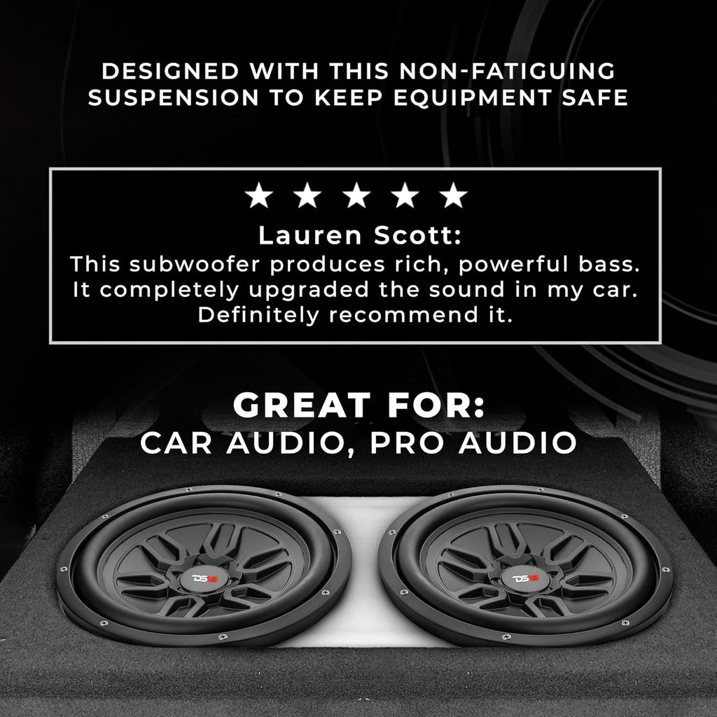 SLC-MD12 Subwoofer in Black - 12-Inch Speaker, 500W Max Power, 250W RMS Power, ACCAW 4 Layer Voice Coil, Black Steel Frame, SVC, 4 Ohm Impedance, Ferrite Magnet (1 Speaker)
