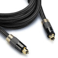 24K Gold Plated Toslink Digital Fiber Optical Audio Cable (S/PDIF) - [Zero RFI & EMI Interference] Metal Connectors & Ultra Durable Nylon Braided Jacket (3Ft)